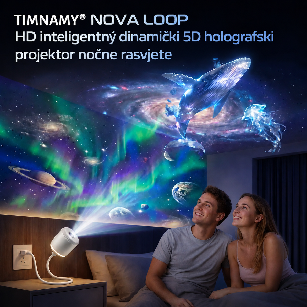 TIMNAMY® NEXT-GEN SMART PROJECTION HD Smart Dynamic 5D Holografski projektor za noćno svjetlo 🥕🥕