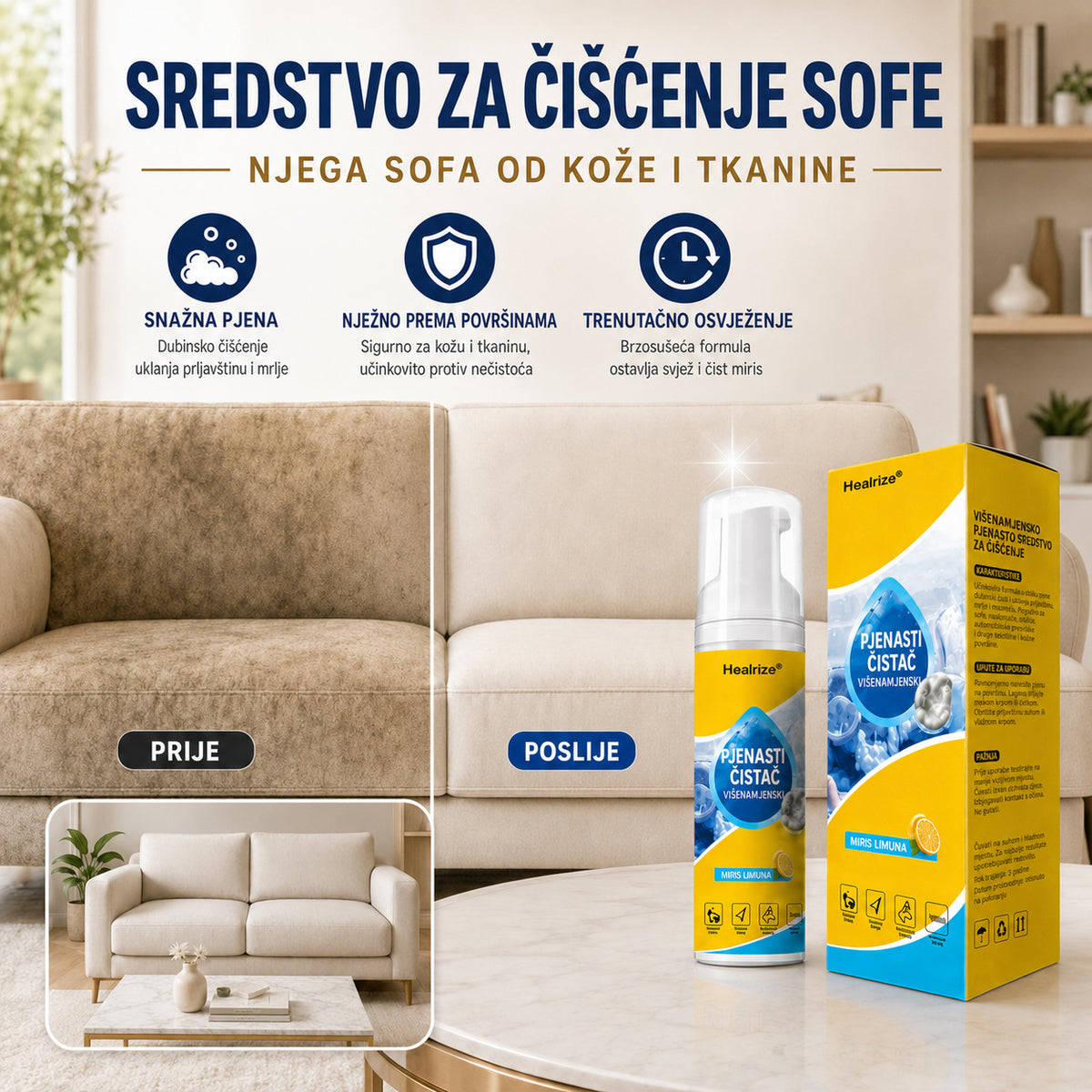 Healrize® 4-u-1 višeenzimsko sredstvo za čišćenje u pjeni | Pjena za dubinsko čišćenje unutrašnjosti automobila, sofe, kuhinje i kupaonice🐔🐶3