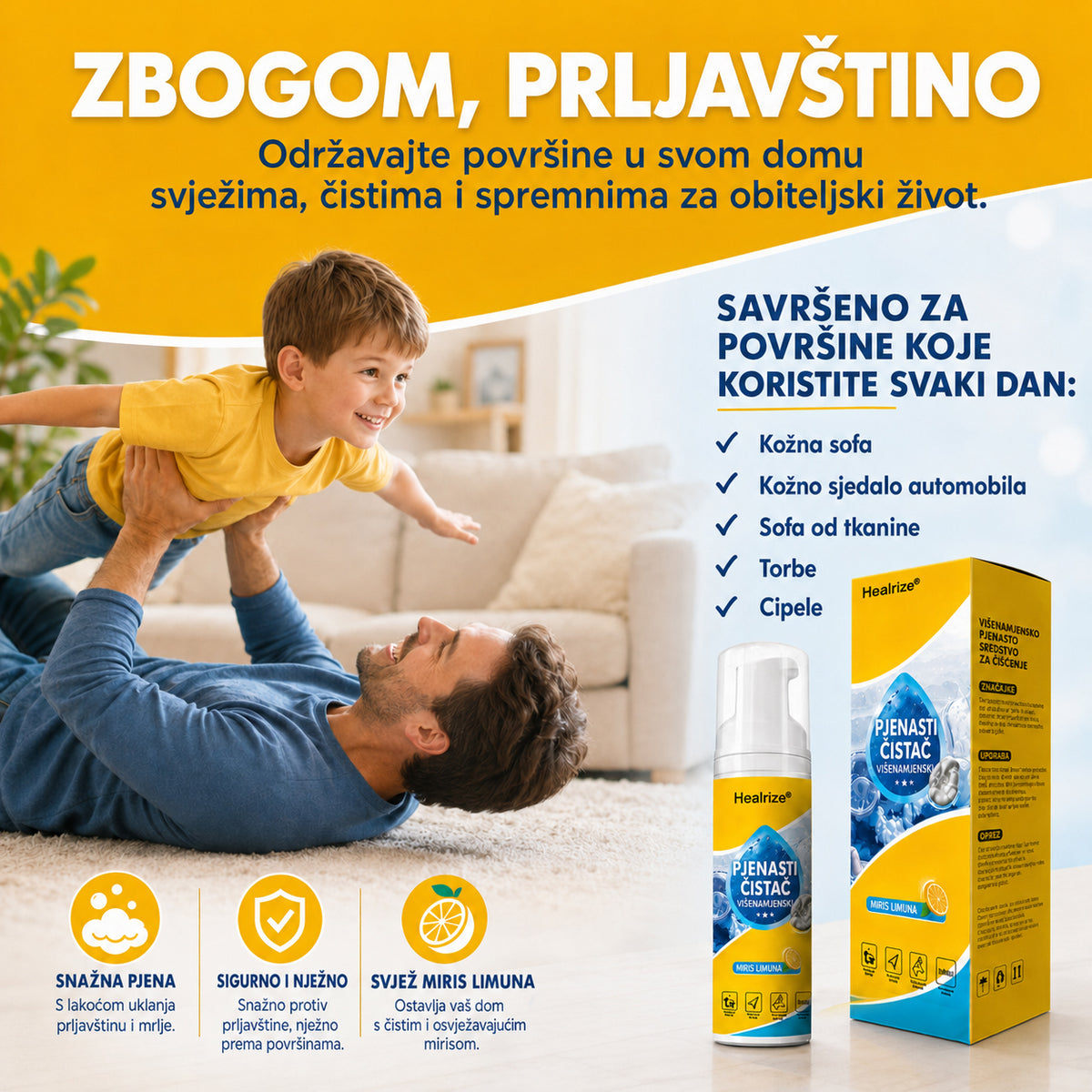 Healrize® 4-u-1 višeenzimsko sredstvo za čišćenje u pjeni | Pjena za dubinsko čišćenje unutrašnjosti automobila, sofe, kuhinje i kupaonice🐔🐶3