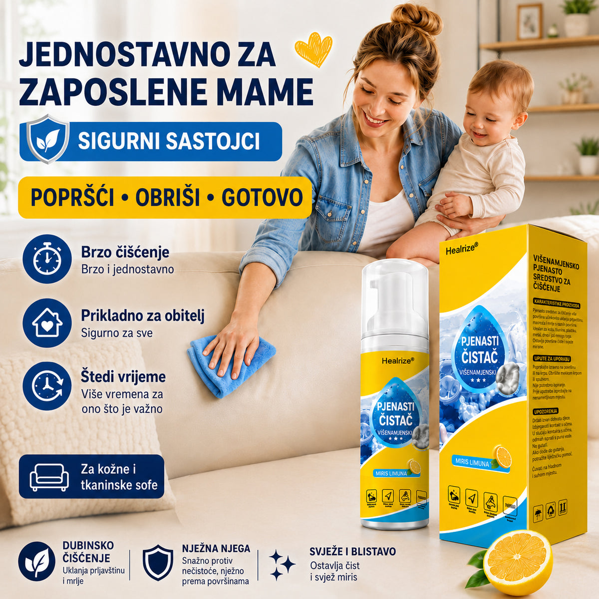 Healrize® 4-u-1 višeenzimsko sredstvo za čišćenje u pjeni | Pjena za dubinsko čišćenje unutrašnjosti automobila, sofe, kuhinje i kupaonice🐔🐶3